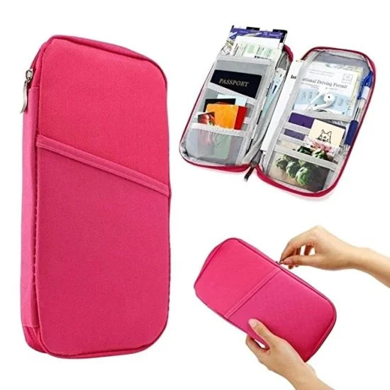 Passport Pouch | Wallet Case with Zip for Credit Debit Card Ticket Coins Money Cash Currency Boarding Pass Pen | Multipurpose Card Organizer | Travel Passport Pouch | l Travel Accessories Passport Visa Ticket Holder Wallet Organizer