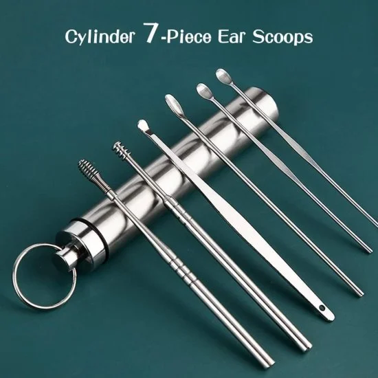 6 in 1 Ear Wax Cleaner set, Ear Wax Remover Stainless Steel Tool kit With Ear Pick Ear Wax Collector Spiral Ears Curette Cleaning Wax Pick kit