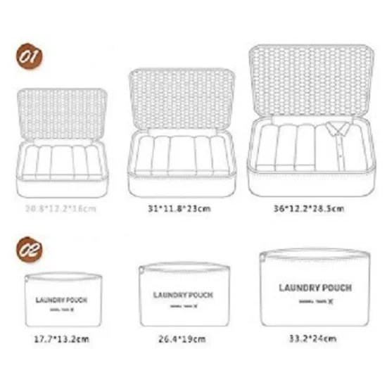 Packing Cube Travel Organizer for Men and Women Luggage Laundry Clothes Storage Pouch Bags