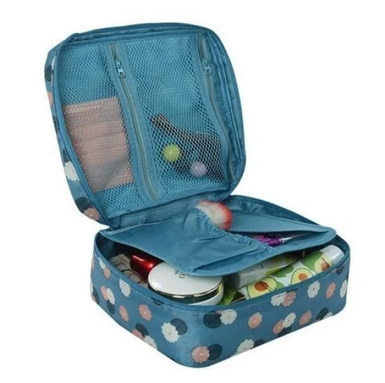 Travel Portable Cosmetic Makeup Case Organizer Travelling Storage Pouch Bag for Women Inner Ware Make Up Brush Toiletry Kit Holder Beauty Fashion Waterproof Organiser with Handle (Multicolor)  [BUY 3 GET EXTRA 10% OFF]