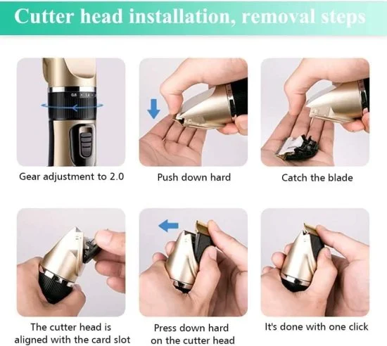 Pet Hair Trimmer For Dogs Cats Grooming Kit With Clippers Scissors Comb USB Rechargeable Low Noise Cordless Machine For Thick Long Short Fur Home Use