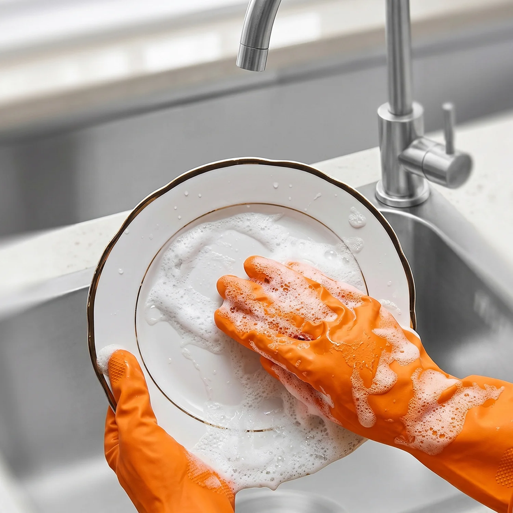 Large Orange Waterproof Rubber Gloves – Reusable Kitchen Protectors [BUY3 GET EXTRA 20%OFF]