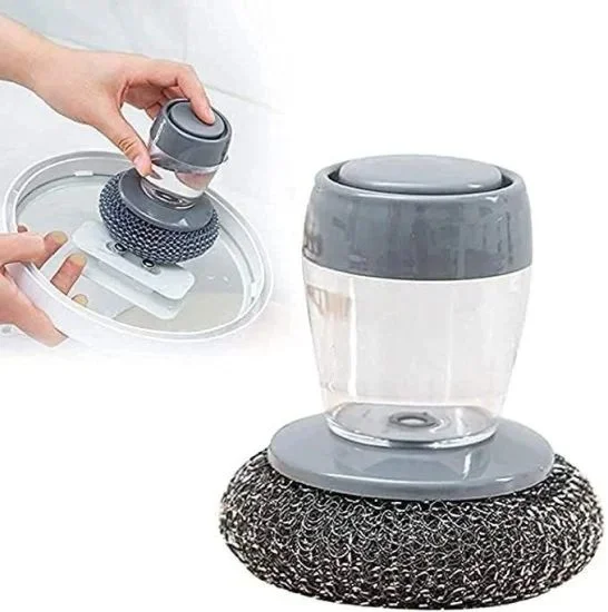 Brush Dish Cleaning Brush with Liquid Dispensar Palm Dishes Pot, pan, Sink scrubbing Household soap Dispenser for Tool Dispensing wash Kitchen Utensils Scrubber Multipurpose in Kitchen