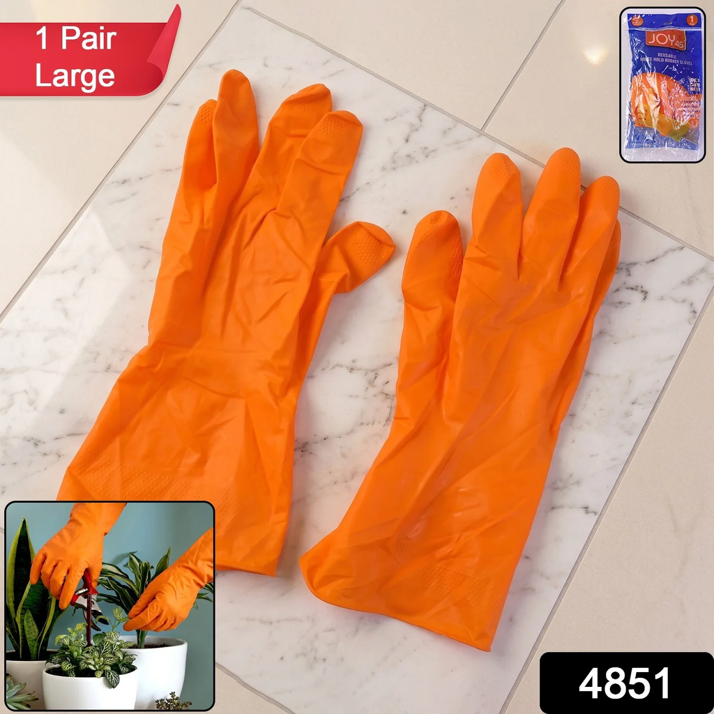 Large Orange Waterproof Rubber Gloves – Reusable Kitchen Protectors [BUY3 GET EXTRA 20%OFF]