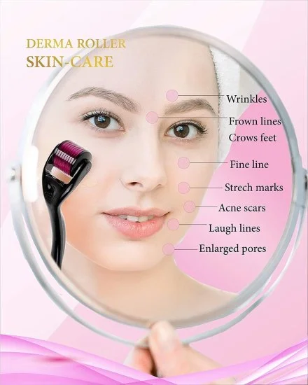Derma Roller 0.5mm For Face Acne Scars Remover, 540 Titanium Alloy Needles For Anti-aging