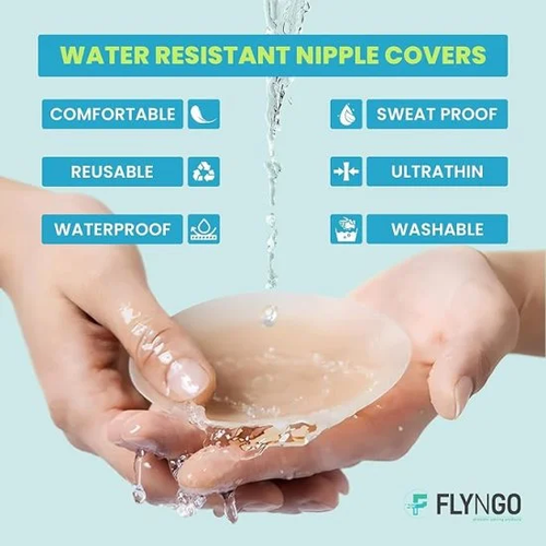 2 Pcs Reusable Nipple Covers with Case | Comfortable & Natural Invisible Self Adhesive Washable Silicone Pasties for Women
