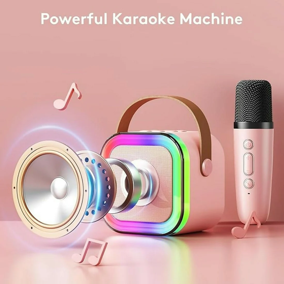 Portable Karaoke Speaker – Wireless Mic & LED Light Effects For Parties