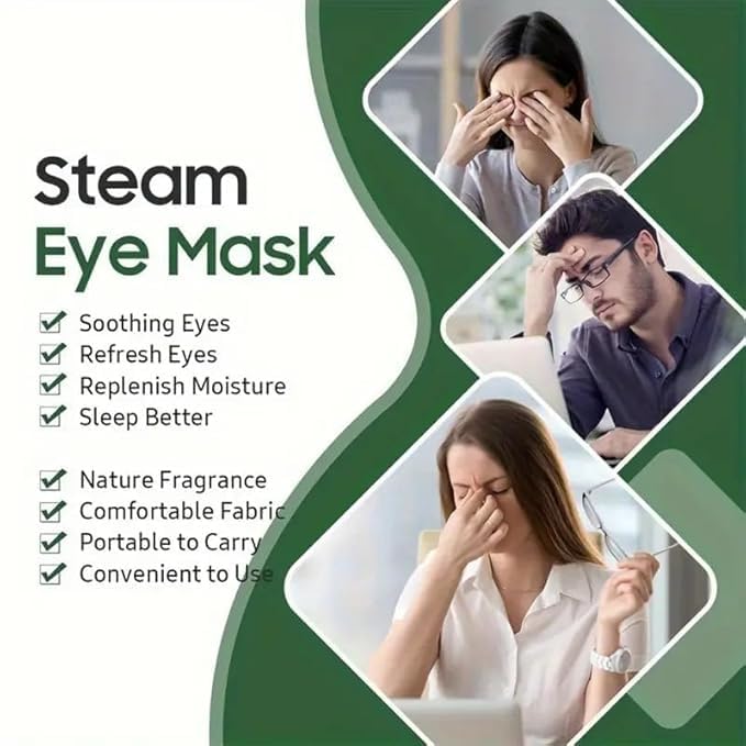 Self-Heating Soothing Steam Eye Masks, Latex-Free, Disposable Warm Compress Eye Cover, Pattern, with No Electricity or Battery Needed for Works Better with Sleep, Spa, Relaxation, Hydration (One Time Use/1 pcs). Pack of 8 Pcs