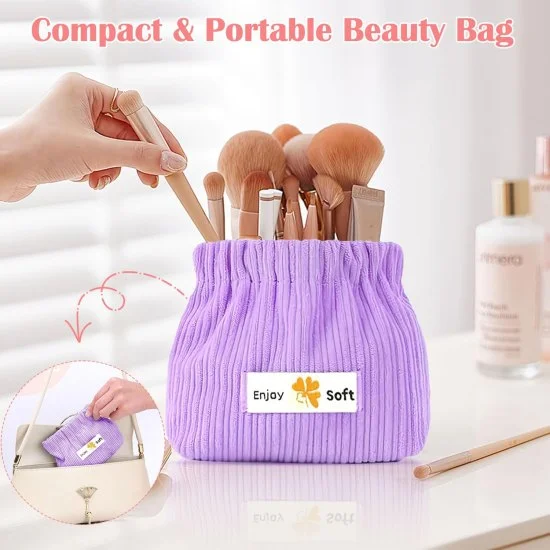 Mini Elastic Portable Corduroy Storage Handbags for Women Mini Makeup Bag, Envelope Cosmetics Storage Self Closing Makeup Pouch, Mini Jewelry Storage Pouches for Women Girls, Easy Squeeze Open (Multi Colour).  [BUY 2 GET EXTRA 10% OFF]
