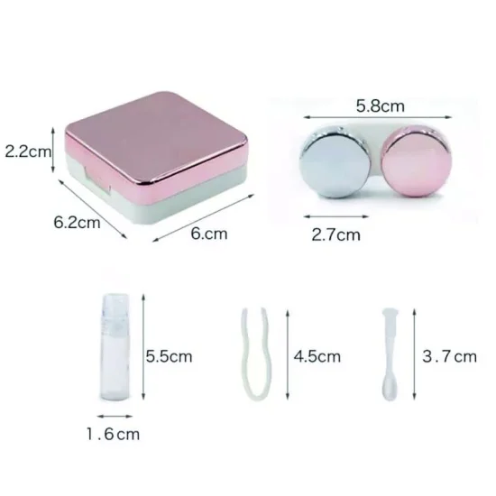 Contact Lens Case | Lens Box for Travel | Lens Case for Contact Lenses with Mirror, Tweezer, Applicator, Solution Bottle & Lens Box