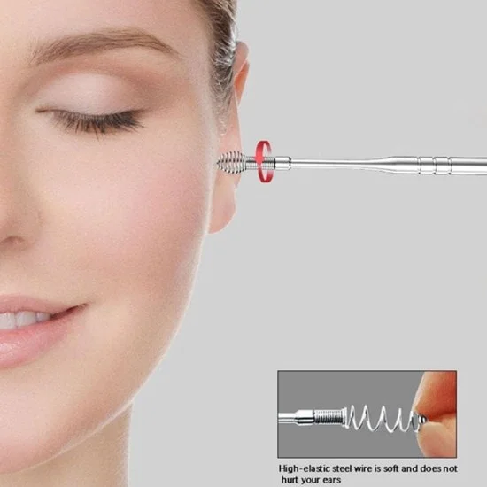 6 in 1 Ear Wax Cleaner set, Ear Wax Remover Stainless Steel Tool kit With Ear Pick Ear Wax Collector Spiral Ears Curette Cleaning Wax Pick kit