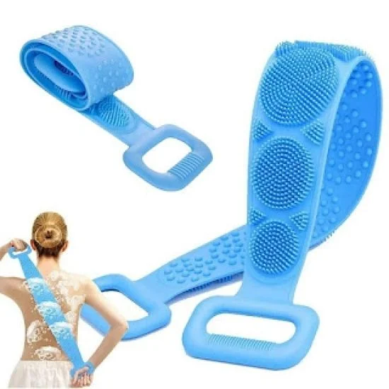 Silicone Body Scrubber | Double Side Bathing Brush for Dead Skin Deep Cleaning Massage | Bath Body Cleaning Belt | Exfoliator Body Washable Scrubber | Easy to Clean | Well for Men & Women (Multicolor)