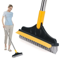 Bathroom Cleaning Brush with Wiper 2 in 1 Tiles Cleaning Brush Floor Scrub Bathroom Brush with Long Handle 120° Rotate Bathroom Floor Cleaning Solution (Standard)
